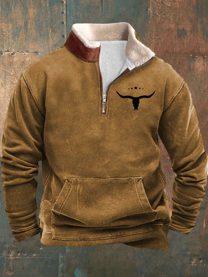 Men's Vintage Western Print Long Sleeve Sweatshirt