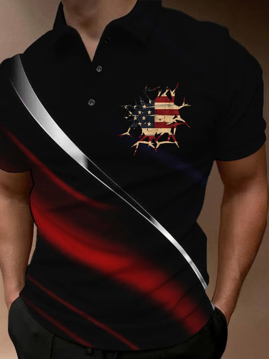 Men'S Retro Independence Day  Printed POLO Shirt