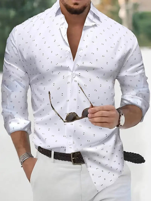 Men's Street Style Business Casual Printed Long Sleeve Shirt