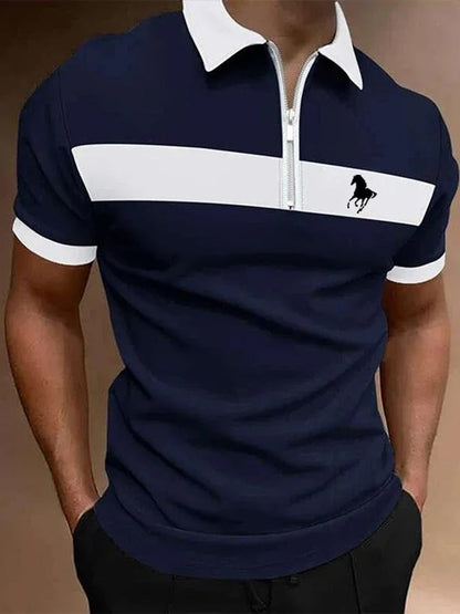 Men's Horse Print Casual Polo Shirt