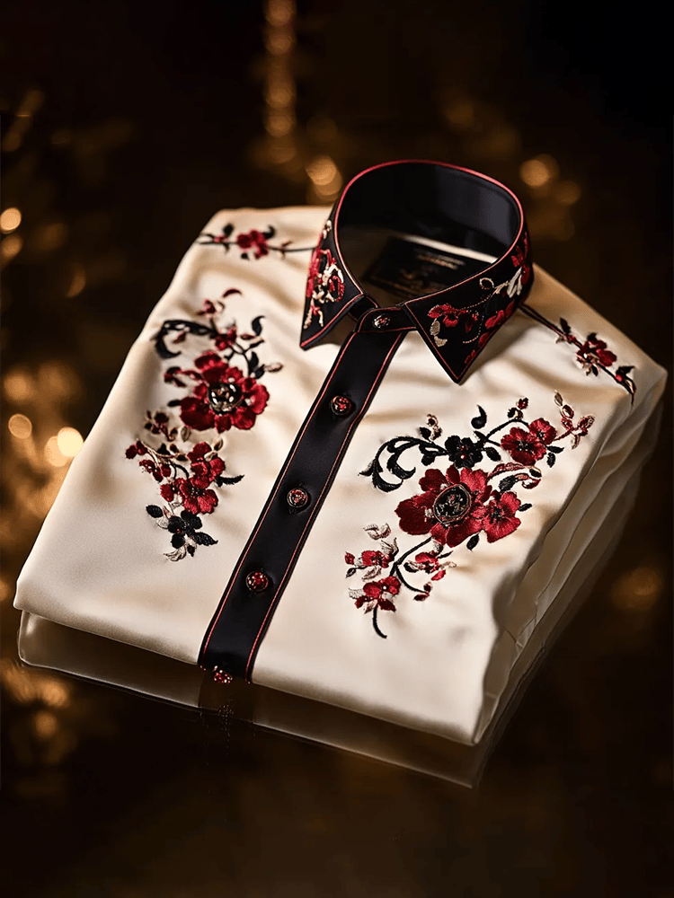 Men's Satin Luxe Print Short Sleeve Button Shirt