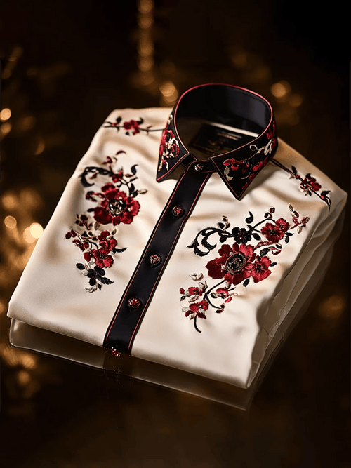 Men's Satin Luxe Print Short Sleeve Button Shirt