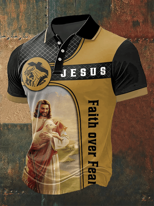 Men's Faith Printed Casual Polo Shirt