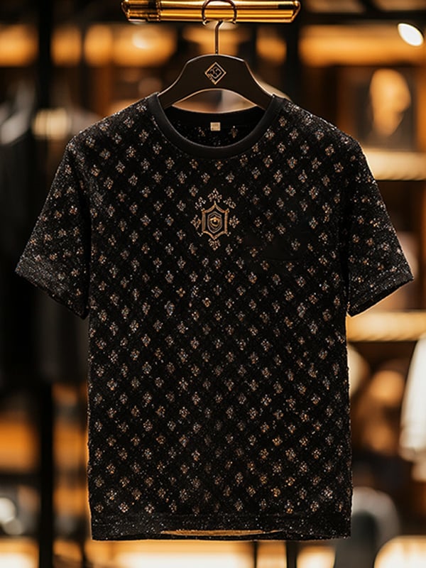 Men's Business Luxury Printed  Cotton Short Sleeve T-Shirt