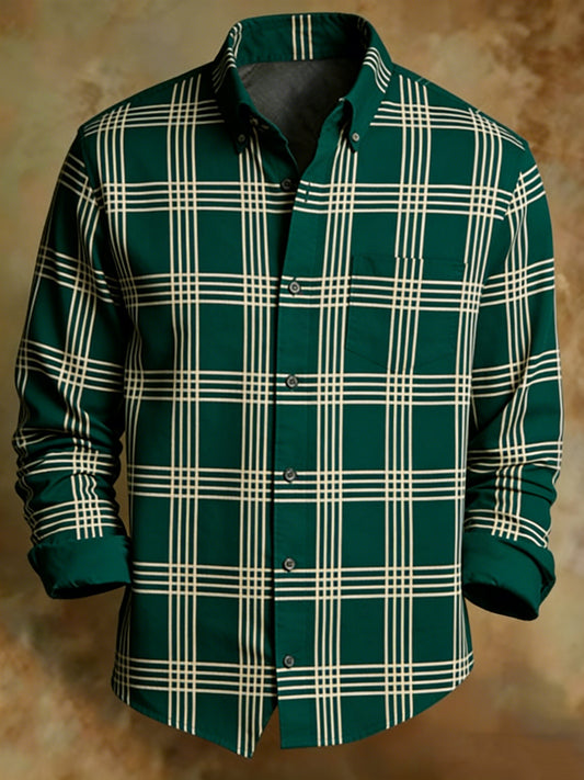 Men's Retro Plaid Print Shirt