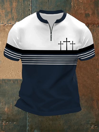 Men's Vintage Faith Print Zip Top