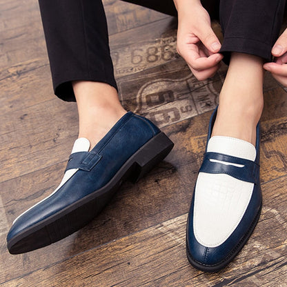 Fashionable British Style Casual Color Contrast Leather Shoes