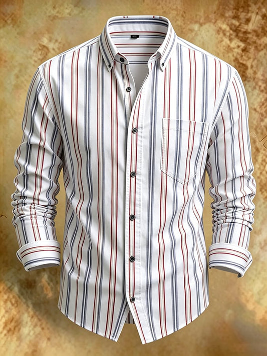 Men's Retro Abstract Art Print Comfortable Business Style Shirt