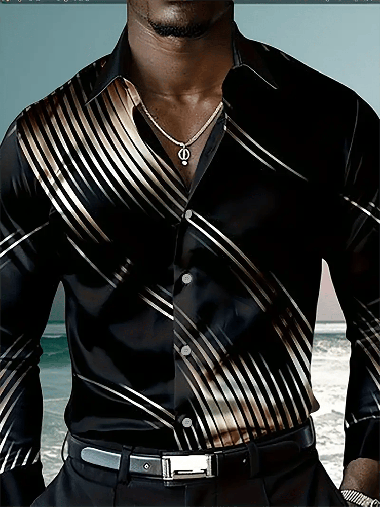 Men's Street Style Business Casual Printed Long Sleeve Shirt