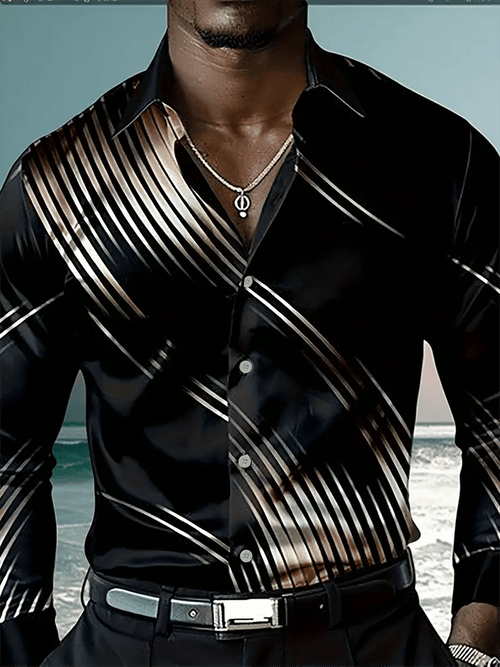 Men's Street Style Business Casual Printed Long Sleeve Shirt