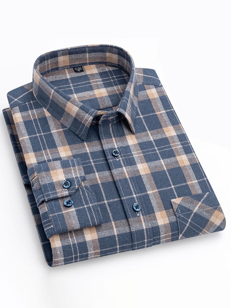 Men'S Retro Plaid Cotton Shirt