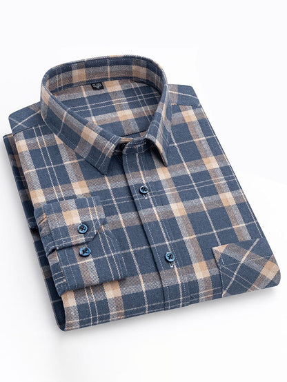 Men'S Retro Plaid Cotton Shirt