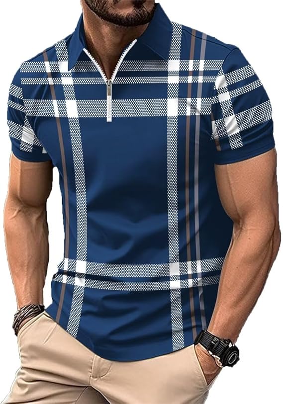 Men's Casual Business Button Short Sleeve Polo Shirt