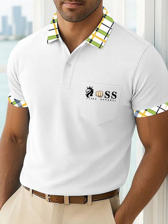Men's Fashion Business Letter Printed Casual Polo Shirt