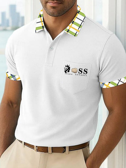 Men's Fashion Business Letter Printed Casual Polo Shirt