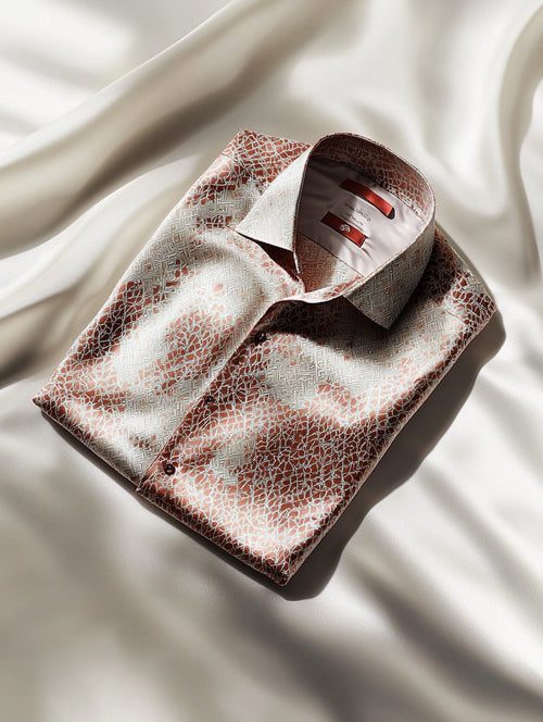 Men's Business Satin Luxury Printed Casual Short Sleeve Button Shirt