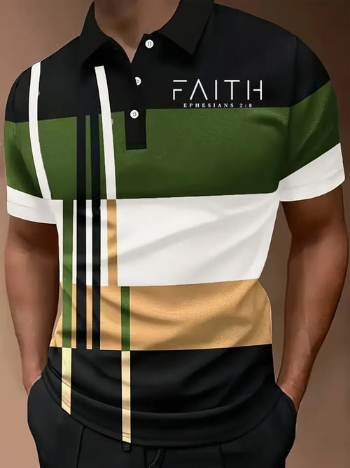 Men'S Faith Print Polo Shirt