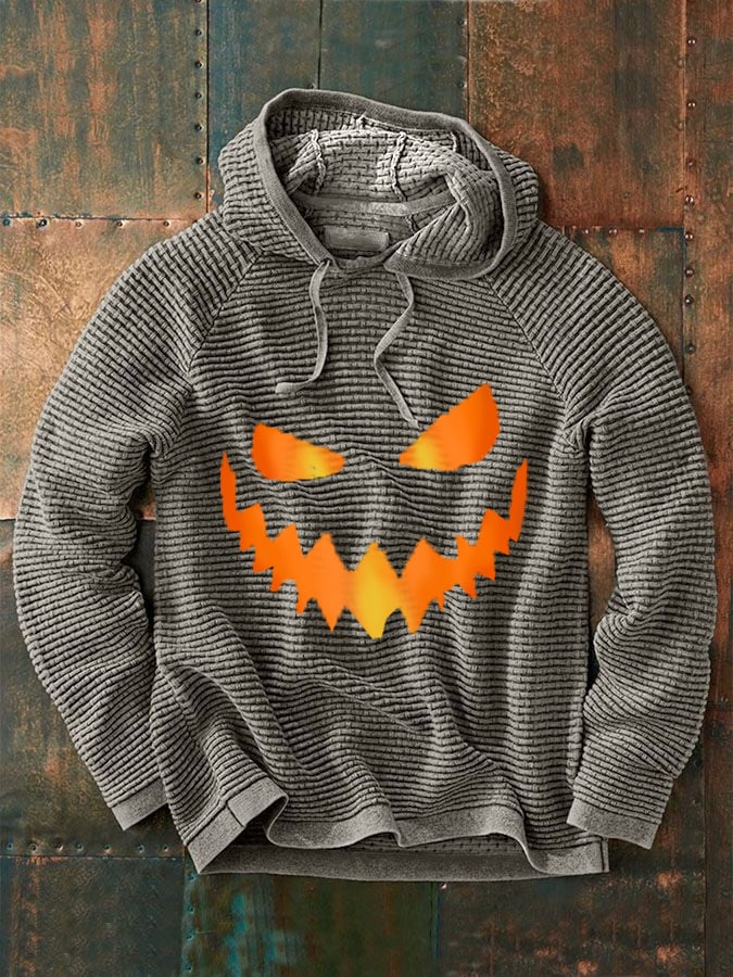 Men's Halloween Grimace Print Casual Hooded Sweatshirt