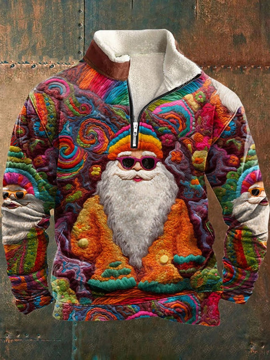 Men's Vintage Santa Print Sweatshirt
