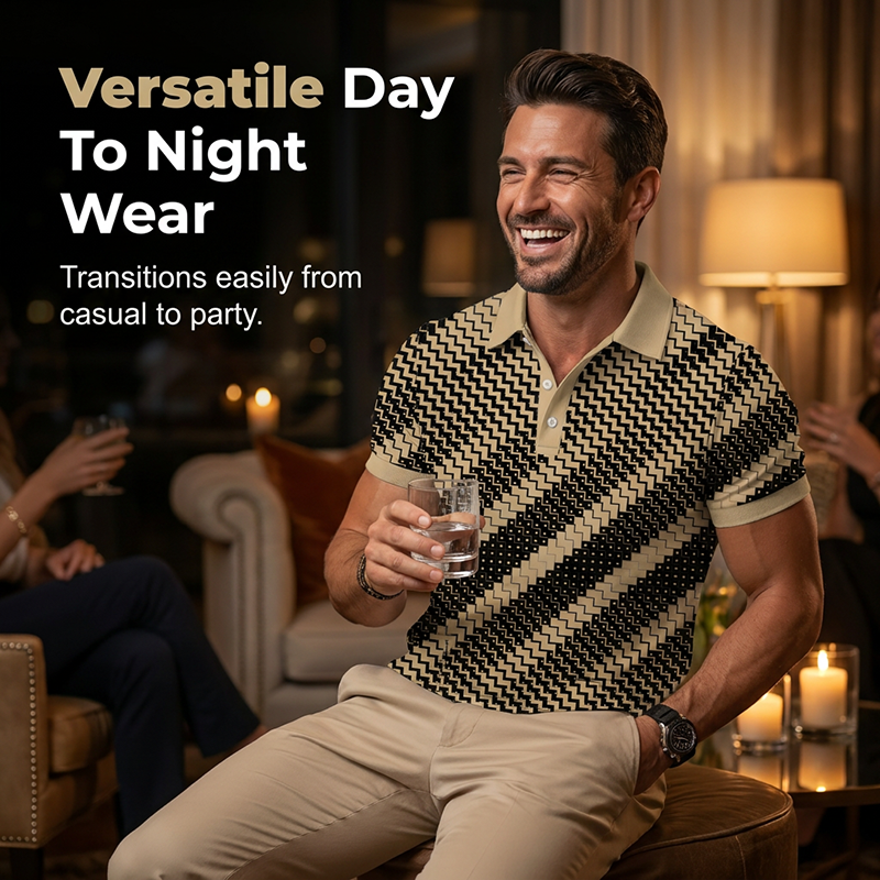 ?Time-Limited Special?Men's Geometric Print Collared Shirts ¨C Muscle Fit, Breathable, Fade Resistant ?