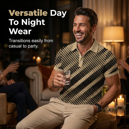 ?Time-Limited Special?Men's Geometric Print Collared Shirts ¨C Muscle Fit, Breathable, Fade Resistant ?