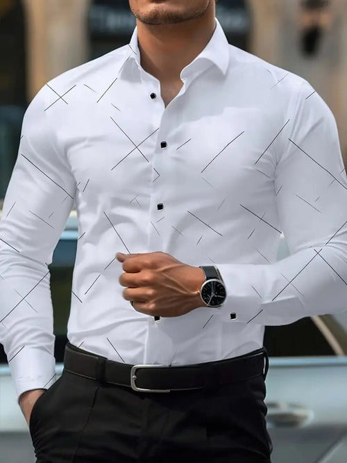 Men's Street Style Business Casual Printed Long Sleeve Shirt