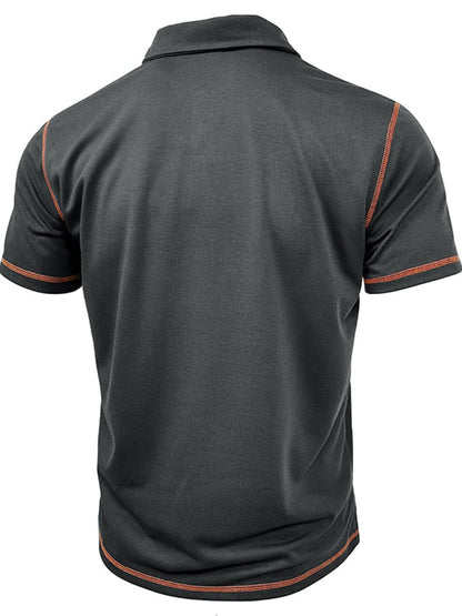 Men's Color Blocking Polo Collar Short Sleeved Polo Shirt