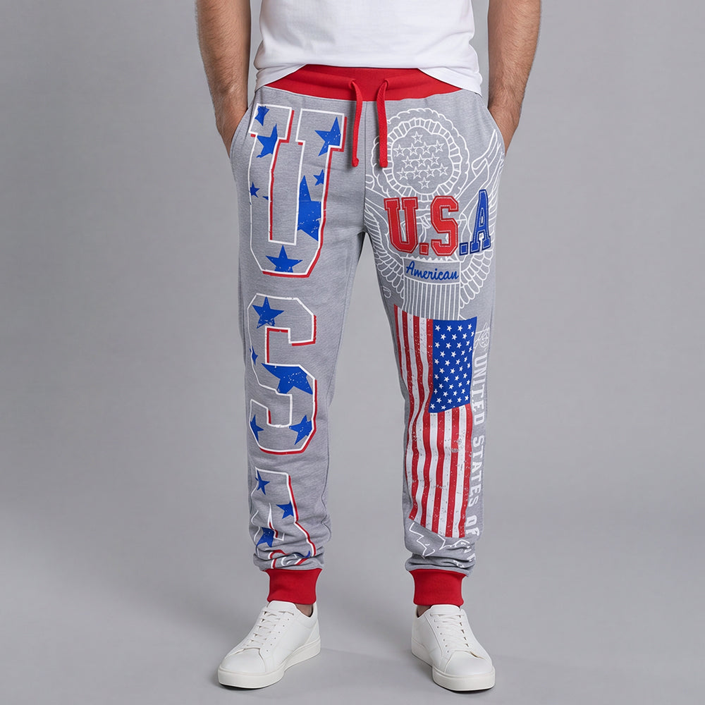 Men's Casual Athletic Pants with Letter Print