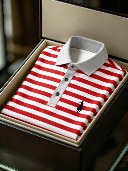 Men's Business Style Print Short Sleeved Polo Shirt