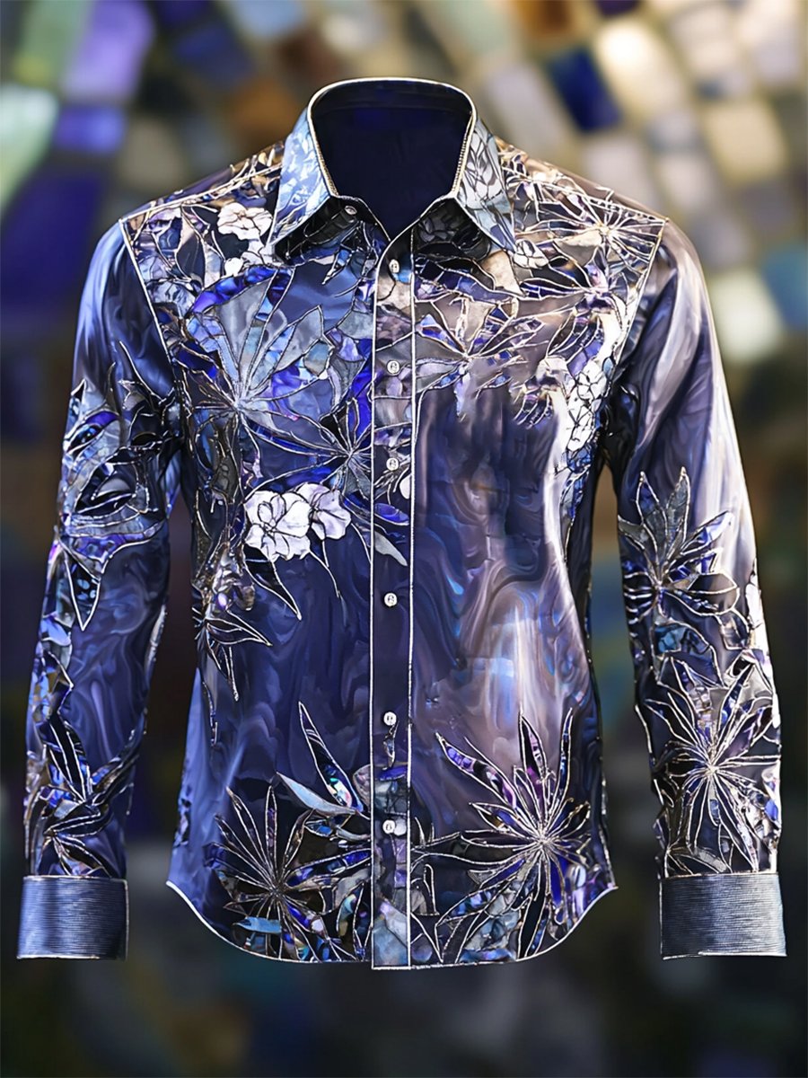 Men's Satin Luxe Long Sleeve Button Down Shirt