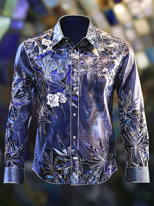 Men's Satin Luxe Long Sleeve Button Down Shirt
