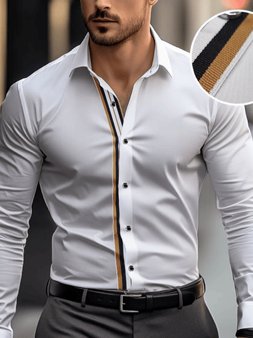 Men's Plaid Business Long Sleeve Shirt