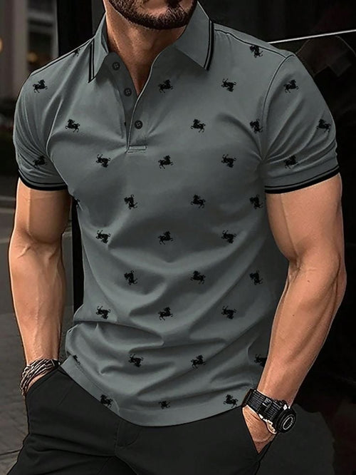 Men's Casual Business Button Short Sleeve Polo Shirt