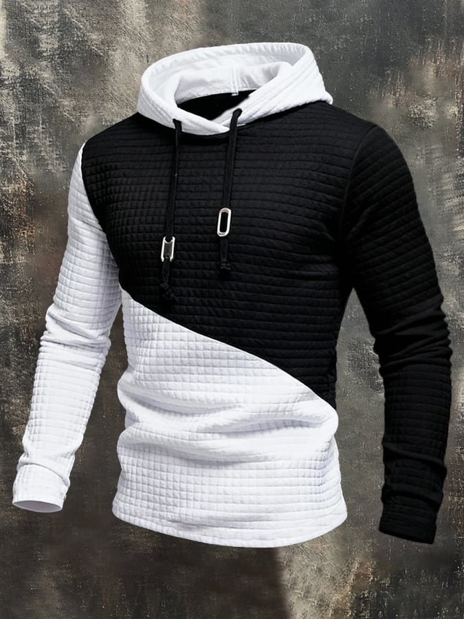 Men'S Stylish Color-Blocked Hooded Sweatshirt