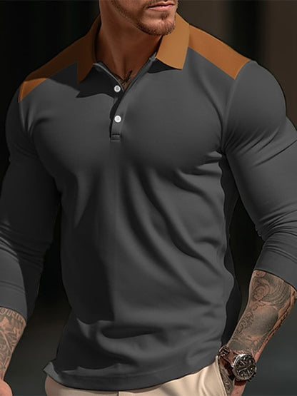 Fashion Print Print Lapel Pullover Long Sleeve Polo Shirt