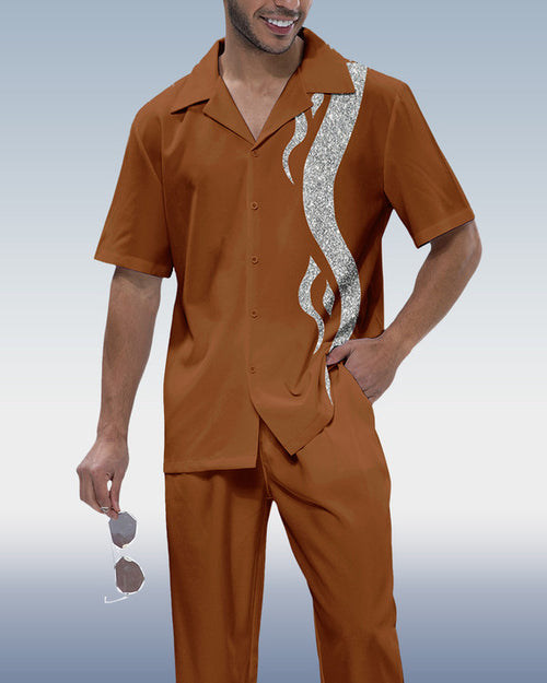 Rianmond Men's Art Print Short Sleeve Walking Suit188