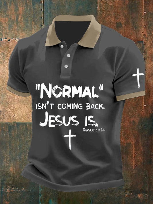 Men's Retro Faith Casual Printed Polo Shirt