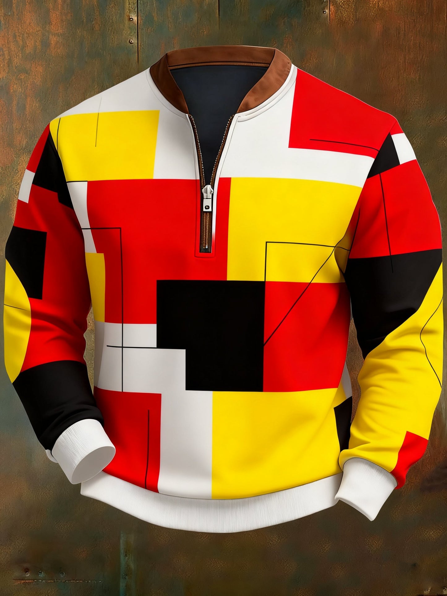 Men's Casual Geometric Color Block Print Sweatshirt