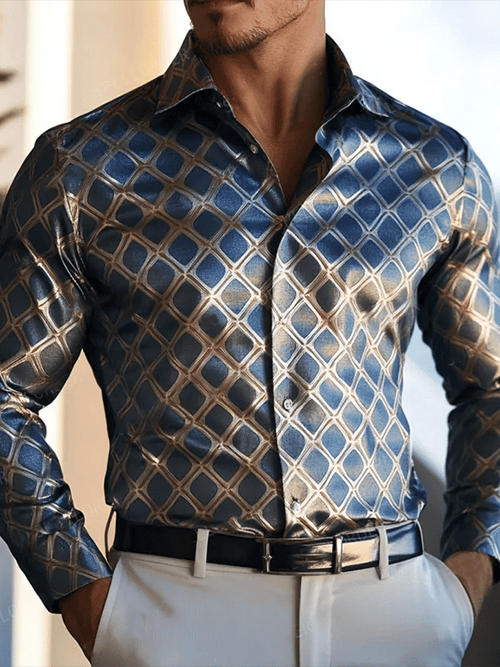 Men's Satin Luxe Long Sleeve Button Down Shirt