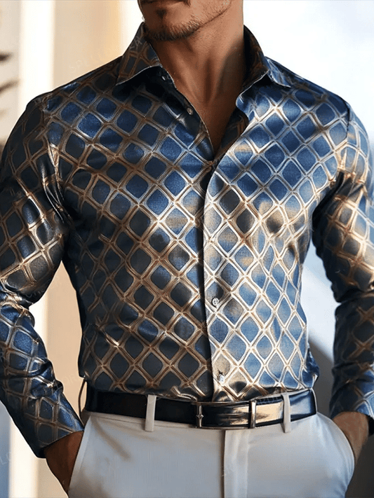 Men's Satin Luxe Long Sleeve Button Down Shirt