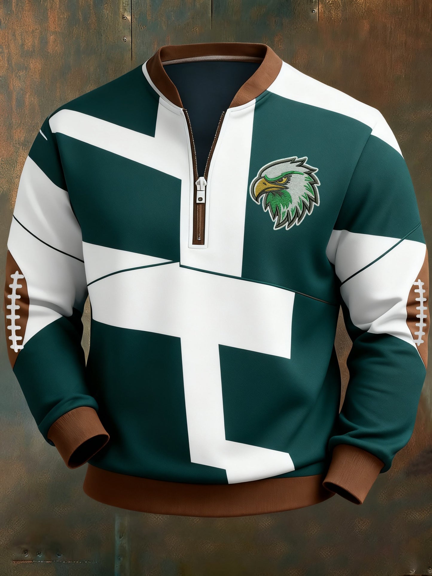 Men's Football Geometric Color Block Print Sweatshirt