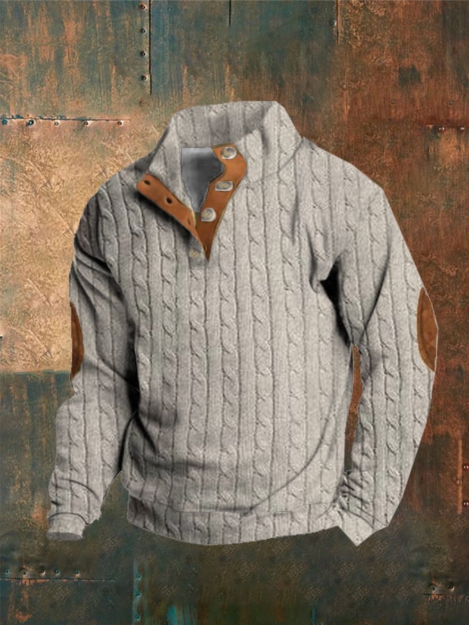 Men'S Casual Printed Buttons Casual Sweatshirt