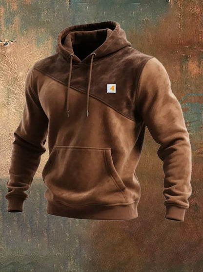 Men's Retro Distressed Color Block Print Casual Long Sleeve Sweatshirt