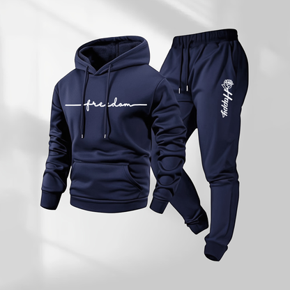 Men's Rose Pattern Print Hoodie and Drawstring Sweatpants Set, Menswear, Casual Athletic Long Sleeve Hooded Jacket & Trousers for Fall & Winter, Men's Clothing for Daily Wear, Sportswear Indoor Outdoor, Tracksuit, Athleisure