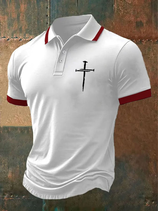 Men's Retro Faith  Casual Printed Polo Shirt