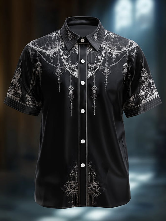 Men's Casual Retro Dark Satin Shirt