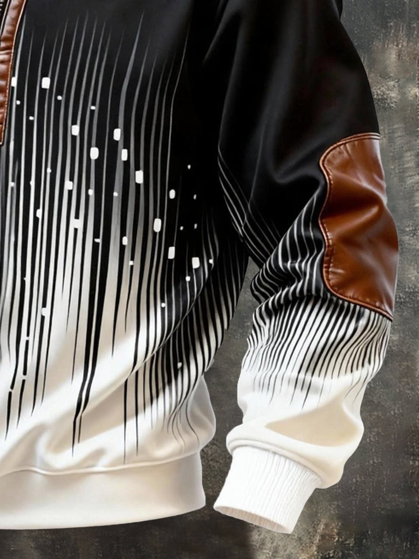 Men's Vintage Color-Block Printed Zip-Up Hoodie