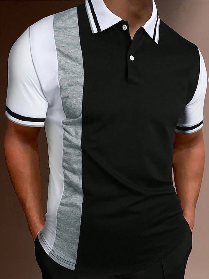 Printed Lapel Pullover Casual Polo Shirt