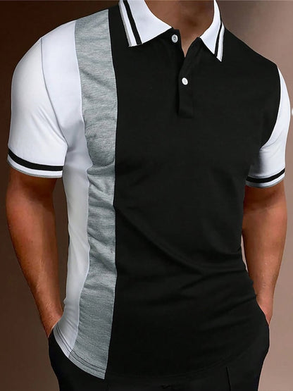 Printed Lapel Pullover Casual Polo Shirt