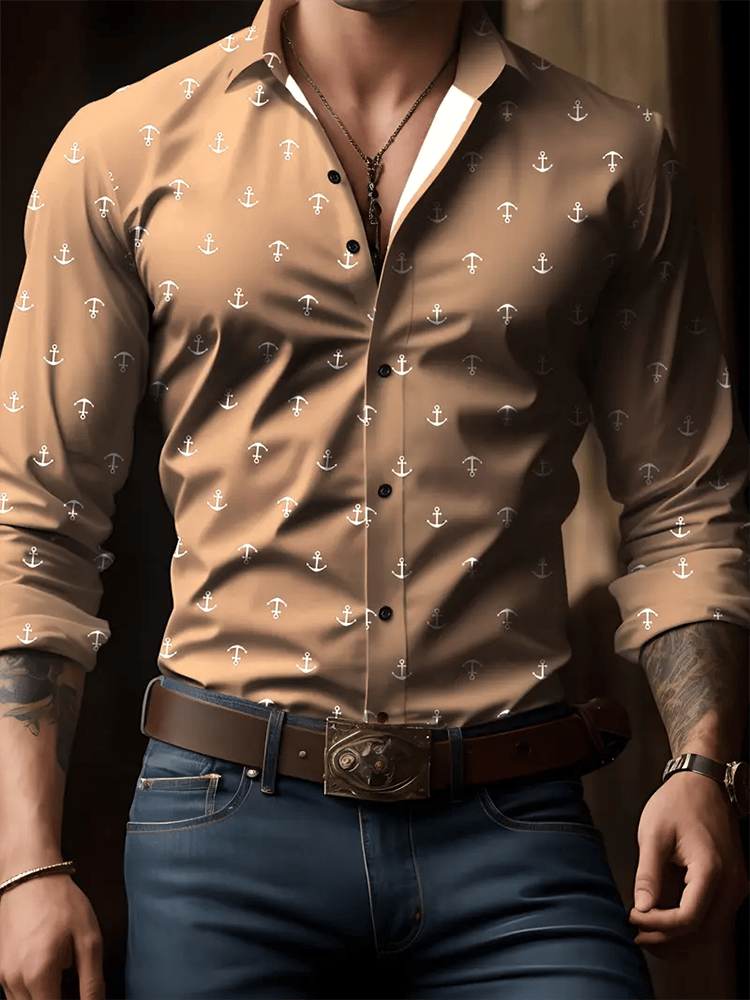 Men's Street Style Business Casual Printed Long Sleeve Shirt